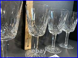 Waterford Set of 4 Ireland Crystal Lismore Water Wine Goblet Gothic Etching 7