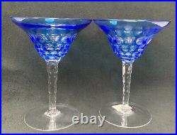 Waterford Simply Blue Crystal Martini Glasses Set of 2 in Box (inva11)