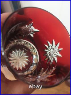 Waterford Snowflake Snow Crystals Ruby Whiskey Double Old Fashion Glasses Set 4