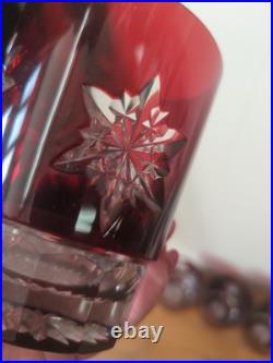 Waterford Snowflake Snow Crystals Ruby Whiskey Double Old Fashion Glasses Set 4