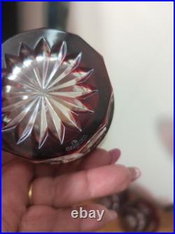 Waterford Snowflake Snow Crystals Ruby Whiskey Double Old Fashion Glasses Set 4