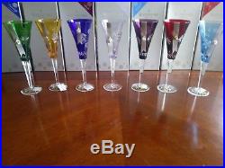 Waterford Snowflake Wishes Set Of 7 Prestige Crystal Champagne Flutes New In Box