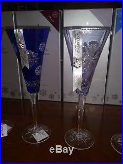 Waterford Snowflake Wishes Set Of 7 Prestige Crystal Champagne Flutes New In Box