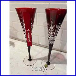 Waterford Times Square 2017 Ruby Red Toasting Flutes NEW