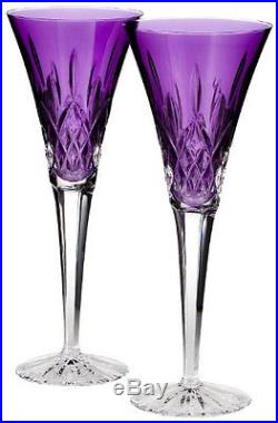 Waterford Toasting Flutes, Set of 2 Lismore Amethyst