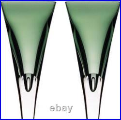 Waterford W Collection Champagne Flute Pair Green Crystal New In Box