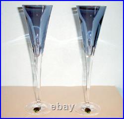 Waterford W Collection Champagne Flutes SET/2 Sky Blue Crystal 11H 40030960 New