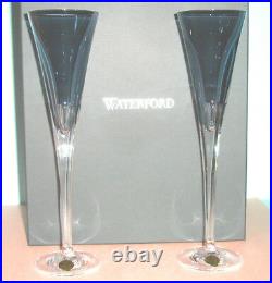 Waterford W Collection Champagne Flutes SET/2 Sky Blue Crystal 11H 40030960 New