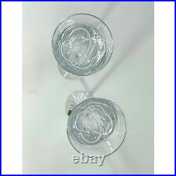 Waterford Wishes Happy Celebrations Toasting Pair Crystal Flute Drink Glasses