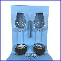 Wedgwood Crystal Globe White Wine Glasses Set of 2 Slovenia Glassware Clear New