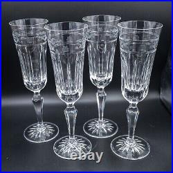 Wedgwood Crystal Monarch Champagne Flute Glasses 8 5/8 Set of 4