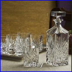 Whiskey Chrystal Bar Set 8 Piece Bourbon Scotch Glasses Decanter Glassware Gift