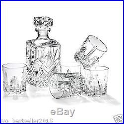 Whiskey Decanter Set 6 Glasses Glass Bottle Wine Stopper Crystal Like Liquor NEW