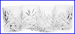 Whiskey Glasses Set 4 Old Fashioned Crystal Drinking Cup Irish Cut Design Beaker