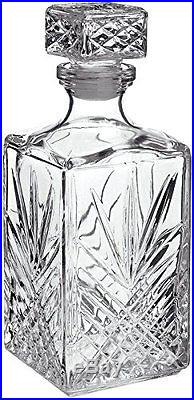 Whiskey Glasses Set 7 Old Fashioned Crystal Drinking Cups & Bottle Design Beaker