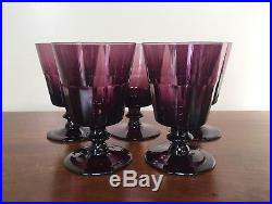 William Yeoward AMETHYST Crystal Paneled Water Goblet Glass Set of 5