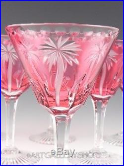 William Yeoward Cranberry Crystal ALEXIS PALM COCKTAIL GLASSES Set of 9 Mint