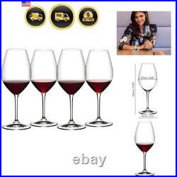 Wine Friendly Red Wine Glasses, Set of 4-23 Fl. Oz. Elegant Stemmed Crystal G